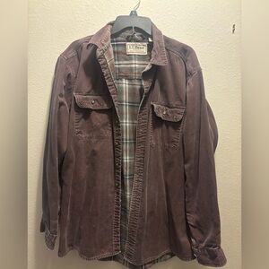 Vintage L.L. Bean Men's Dark Brown Field Jacket with Plaid Lining